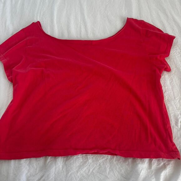 DILLARDS Barcelona Jersey Off The Shoulder Red White Medium Women's Red Crop-top - Picture 2 of 2